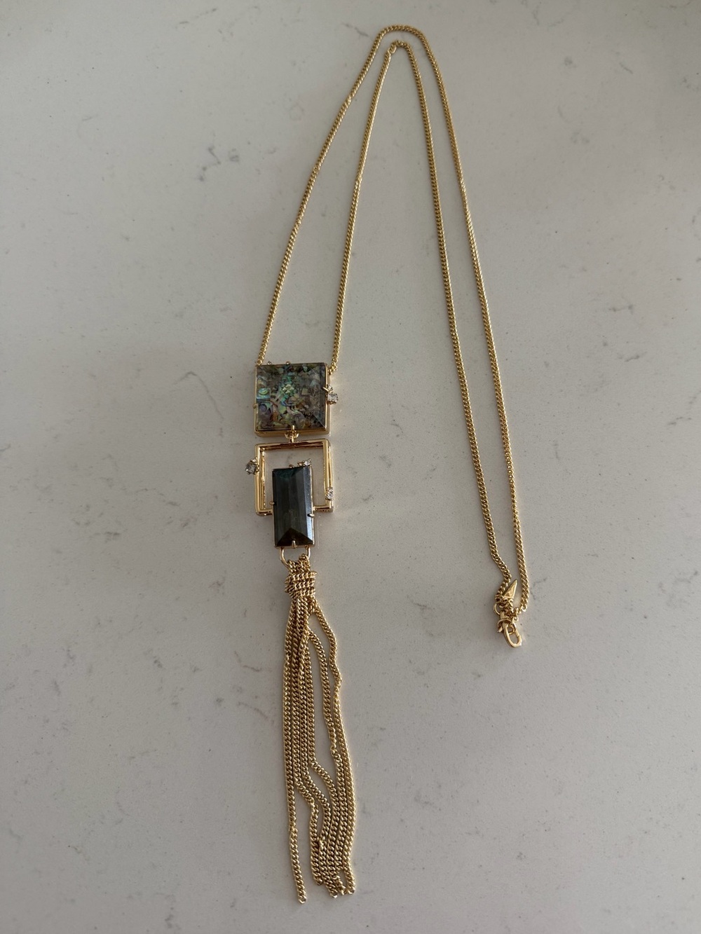 Alexis Bittar "Geometric Tassel Pendant" Necklace, NEW